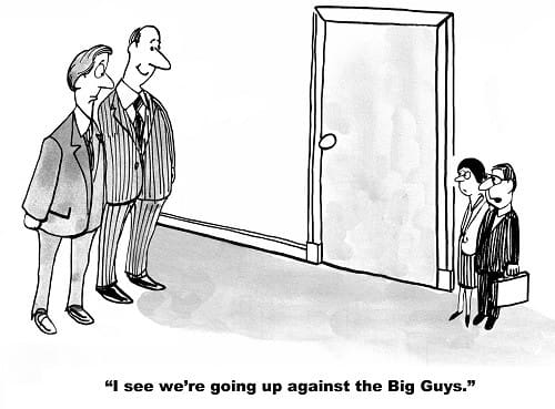 Business cartoon about small business challenges.