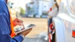 A person holding an ipad