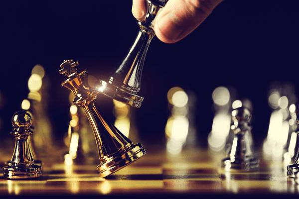 Strategic chess move representing business strategy and competition planning